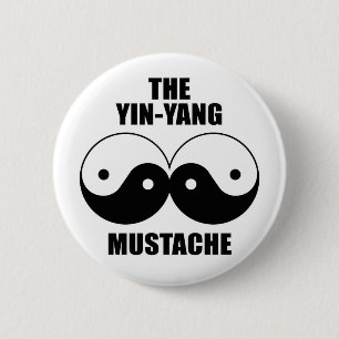 Badge Rond 5 Cm Moustache de Yin-Yang