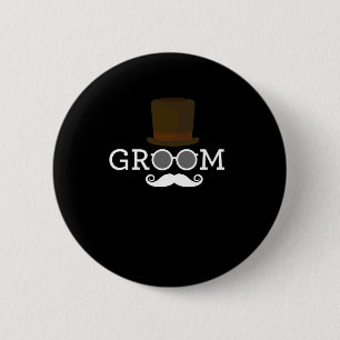 Badge Rond 5 Cm Moustache et casquette drôles de marié pour la
