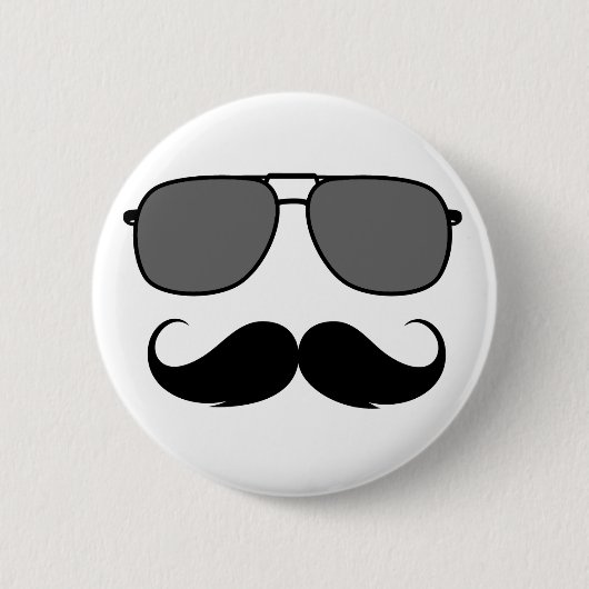 Badge Rond 5 Cm moustache et lunettes (Devant)