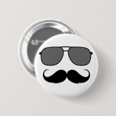 Badge Rond 5 Cm moustache et lunettes (Devant & derrière)