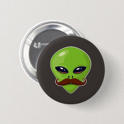 Badge Rond 5 Cm Moustache étrangère (Devant & derrière)