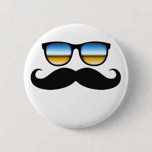Badge Rond 5 Cm Moustache fraîche sous des nuances