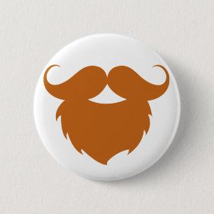 Badge Rond 5 Cm Moustache marron drôle
