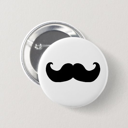 Badge Rond 5 Cm Moustache noire (Devant & derrière)