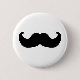 Badge Rond 5 Cm Moustache noire