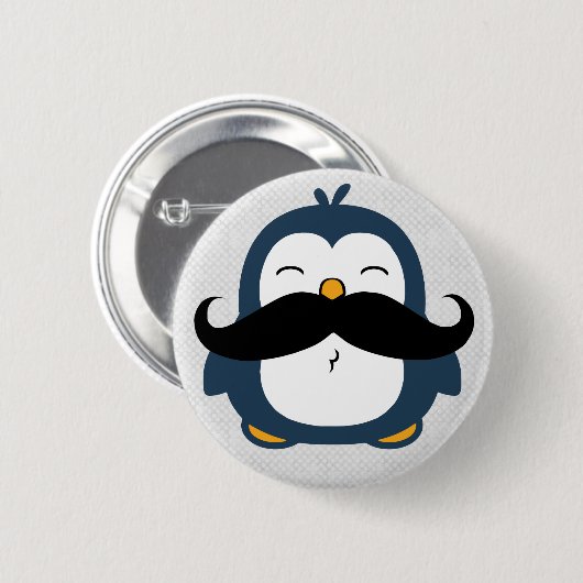 Badge Rond 5 Cm Moustache Penguin (Devant & derrière)