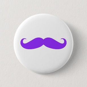 Badge Rond 5 Cm Moustache pourpre Stache