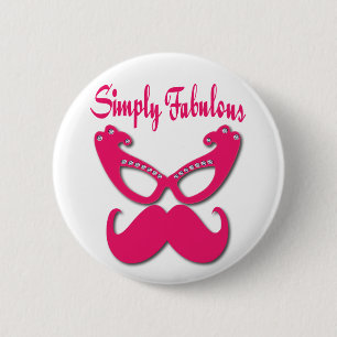 Badge Rond 5 Cm Moustache rose et verres roses simplement fabuleux