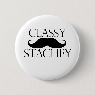 Badge Rond 5 Cm Moustache stache classique