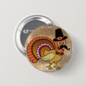 Badge Rond 5 Cm Moustache Turquie de thanksgiving (Devant & derrière)