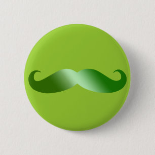 Badge Rond 5 Cm Moustache verte