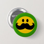 Badge Rond 5 Cm Moustache Yellow Happy Face (Devant & derrière)