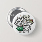 Badge Rond 5 Cm Mouton anti-Woke drôle (Devant & derrière)