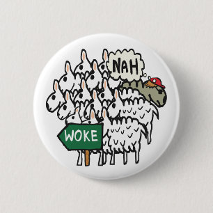 Badge Rond 5 Cm Mouton anti-Woke drôle