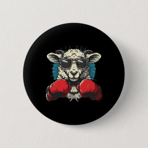 Badge Rond 5 Cm Mouton Boxeur Avec Gants De Boxe Kickboxing Drôle