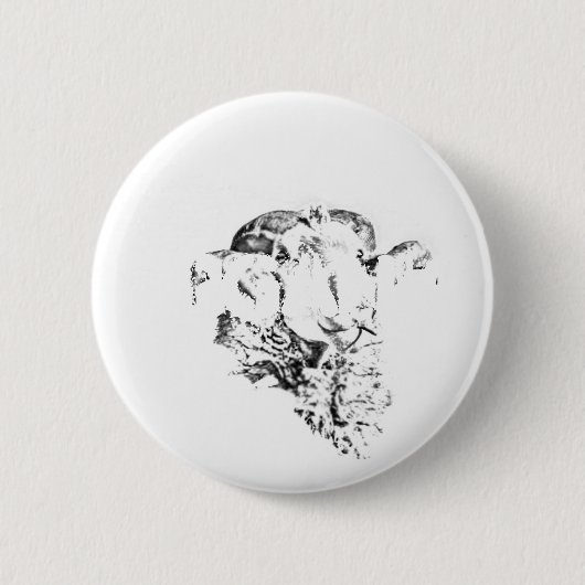Badge Rond 5 Cm Mouton funky et mignon (Devant)