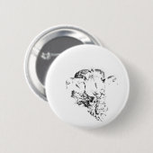 Badge Rond 5 Cm Mouton funky et mignon (Devant & derrière)