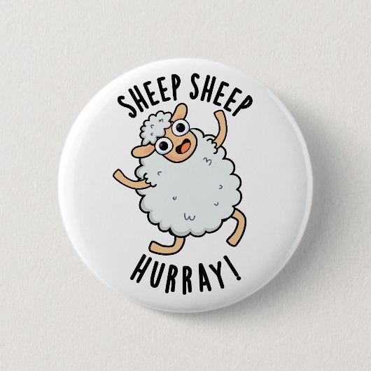 Badge Rond 5 Cm Mouton Mouton Hurray Amusant Animal Pun (Devant)
