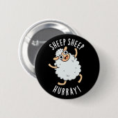 Badge Rond 5 Cm Mouton Mouton Hurray Drôle Animal Pun Dark BG (Devant & derrière)