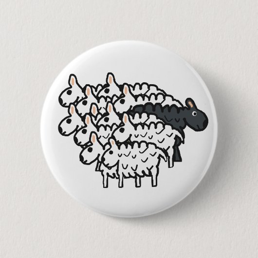 Badge Rond 5 Cm Mouton noir (Devant)