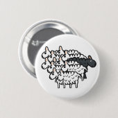 Badge Rond 5 Cm Mouton noir (Devant & derrière)