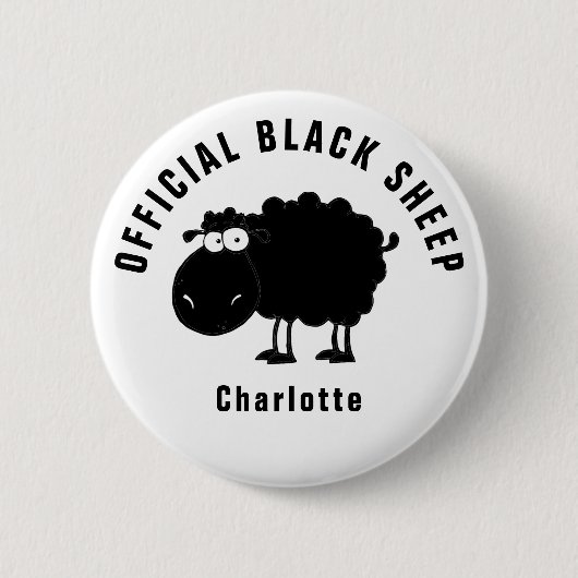 Badge Rond 5 Cm Mouton noir officiel drôle (Devant)