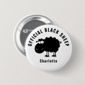 Badge Rond 5 Cm Mouton noir officiel drôle (Devant & derrière)
