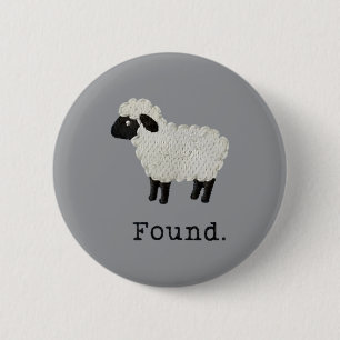 Badge Rond 5 Cm Mouton Trouvé Psaume 23 Foi Chrétienne Agneau