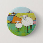 Badge Rond 5 Cm Moutons dans le pré (Devant)