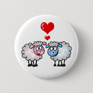 Badge Rond 5 Cm Moutons drôles de bande dessinée, épousant des