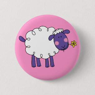 Badge Rond 5 Cm Moutons laineux