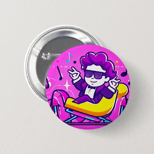 Badge Rond 5 Cm Mozart's Musical Carousel Extravaganza! (Devant & derrière)