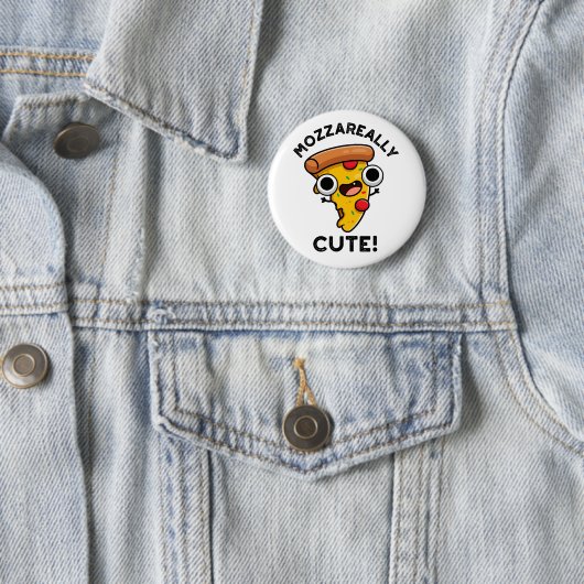 Badge Rond 5 Cm Mozza vraiment mignon Pizza Pun drôle (En situation)