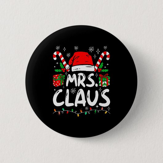 Badge Rond 5 Cm Mr And Mrs Claus Santa Hat Couples Family Christma (Devant)