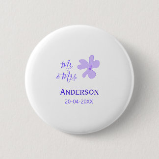 Badge Rond 5 Cm Mr & Mrs add family name date year wedding favor g