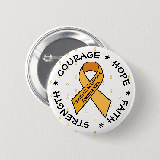 Badge Rond 5 Cm MS Multiple Sclerosis ORANGE Ruban (Devant & derrière)