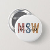 Badge Rond 5 Cm MSW Master of Social Work Retro Graduation (Devant & derrière)