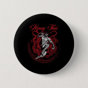 Badge Rond 5 Cm Muay Thai Kickboxer Martial Art Fighter Thai Boxi