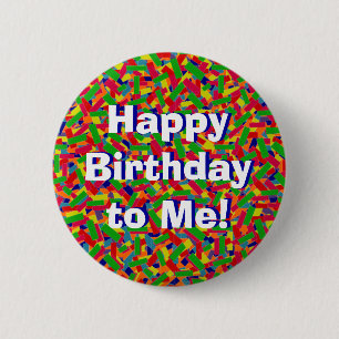 Badge Rond 5 Cm Multicolor Confetti "Joyeux anniversaire !"