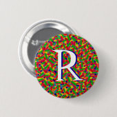 Badge Rond 5 Cm Multicolor Confetti Monogrammé (Devant & derrière)
