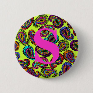 Badge Rond 5 Cm Multicolore Paisley