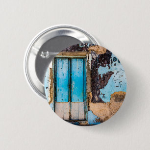 Badge Rond 5 Cm Mur bleu et porte