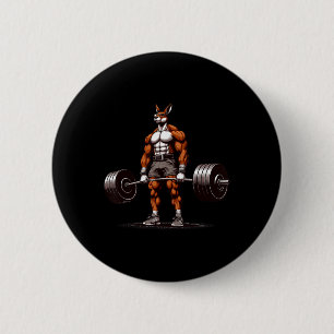 Badge Rond 5 Cm Muscle Kangaroo Deadlifter Funny Gym Weightliftin