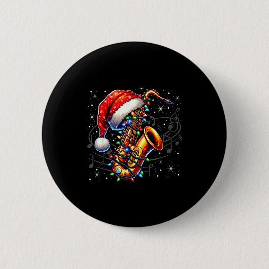 Badge Rond 5 Cm Music Notes Treble Clef Christmas Saxophone Jazz M (Devant)