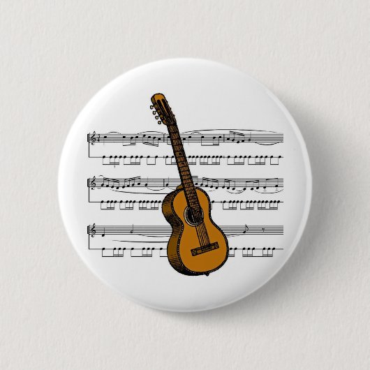 Badge Rond 5 Cm Musical 07 B de guitare acoustique (Devant)