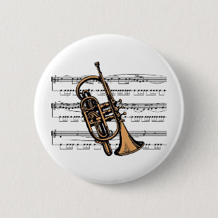 Badge Rond 5 Cm Musical 08 B de cornet
