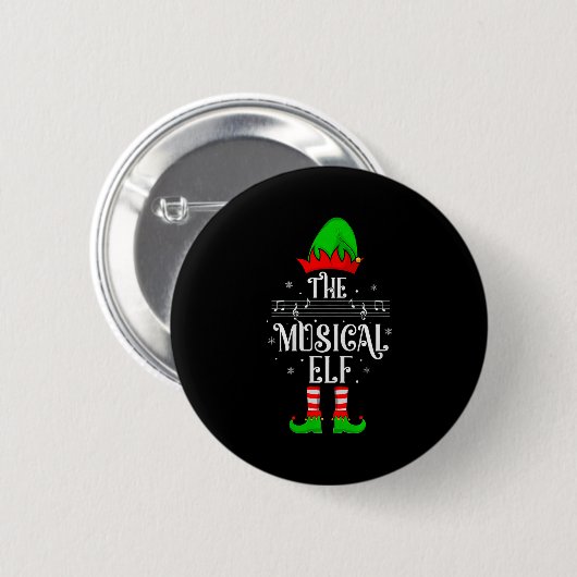 Badge Rond 5 Cm Musical Elf Xmas Christmas Matching Family Elf Squ (Devant & derrière)