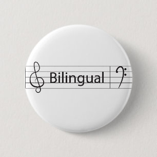 Badge Rond 5 Cm Musicien bilingue