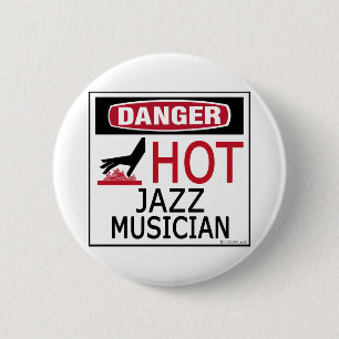 Badge Rond 5 Cm Musicien de jazz chaud