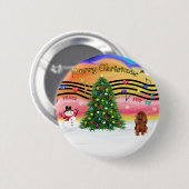 Badge Rond 5 Cm Musique de Noël 2 - Cavalier (Ruby) (Devant & derrière)